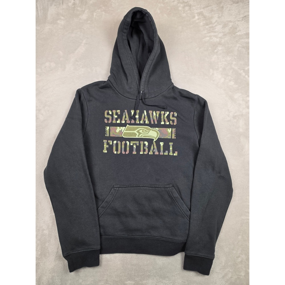 NFL Team Apparel Seattle Seahawks Football Hoodie Mens M Black Camo Sweatshirt